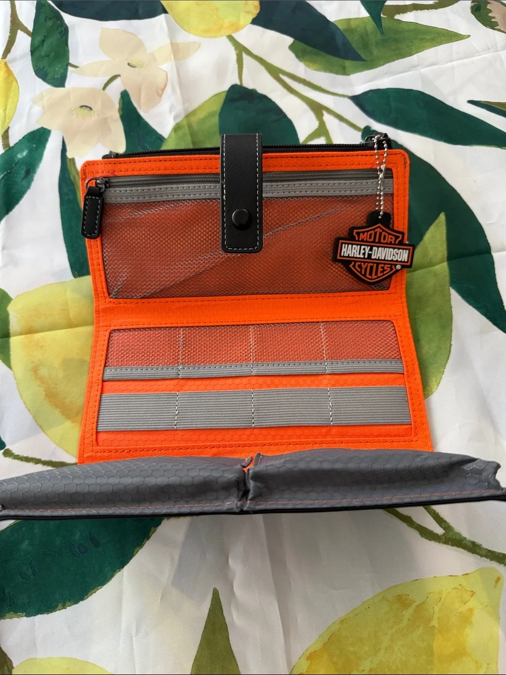 Harley-Davidson Black Wallet with Orange Logo Charm